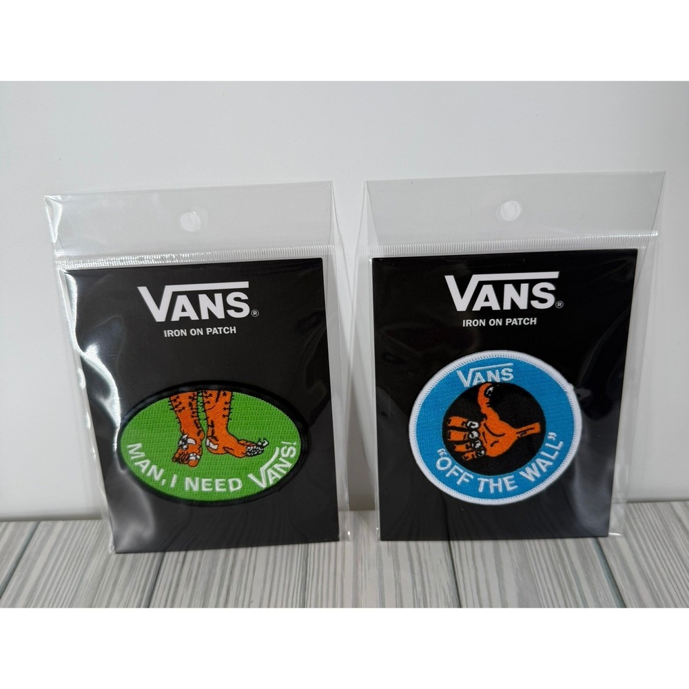 Vans Iron On Patch Set Off The Wall Man I Need Vans Embroidered 2 Pack NEW